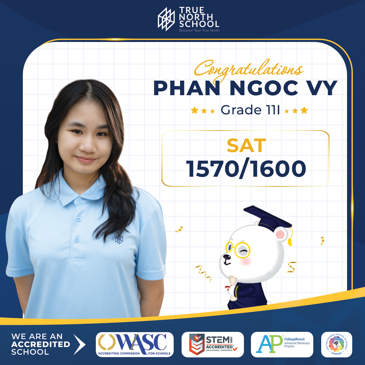 Chúc mừng Phan Ngọc Vy giành điểm số SAT ấn tượng